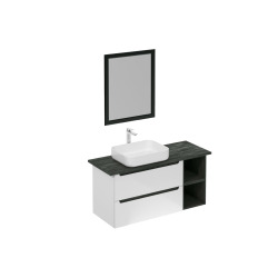 Ensemble de salle de bain avec lavabo comprenant robinet de lavabo, bec et siphon Naturel Stilla blanc brillant (KSETSTILLA002)