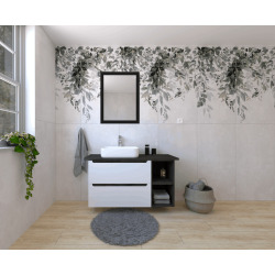 Ensemble de salle de bain avec lavabo comprenant robinet de lavabo, bec et siphon Naturel Stilla blanc brillant (KSETSTILLA002)