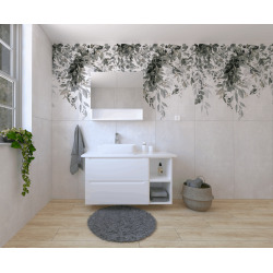 Ensemble de salle de bain avec lavabo comprenant mitigeur de lavabo, bec et siphon Naturel Stilla blanc brillant (KSETSTILLA003)