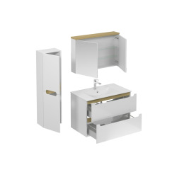 Ensemble de salle de bain avec lavabo comprenant robinet de lavabo, bec et siphon Naturel Stilla blanc brillant (KSETSTILLA004)