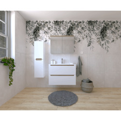 Ensemble de salle de bain avec lavabo comprenant robinet de lavabo, bec et siphon Naturel Stilla blanc brillant (KSETSTILLA004)