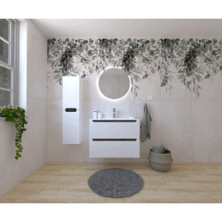 Ensemble de salle de bain avec lavabo comprenant mitigeur de lavabo, bec et siphon Naturel Stilla blanc brillant (KSETSTILLA005)