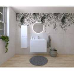 Ensemble de salle de bain avec lavabo comprenant mitigeur de lavabo, bec et siphon Naturel Stilla blanc brillant (KSETSTILLA006)