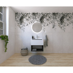 Ensemble de salle de bain avec lavabo comprenant mitigeur de lavabo, bec et siphon Naturel Stilla blanc brillant (KSETSTILLA008)