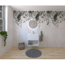 Ensemble de salle de bain avec lavabo comprenant robinet de lavabo, bec et siphon Naturel Stilla blanc brillant (KSETSTILLA009)