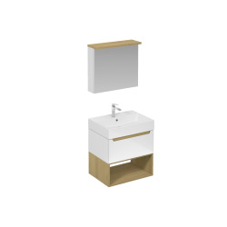  Ensemble de salle de bain avec lavabo comprenant robinet de lavabo, bec et siphon Naturel Stilla blanc brillant (KSETSTILLA010)
