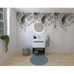 Ensemble de salle de bain avec lavabo comprenant robinet de lavabo, bec et siphon Naturel Stilla blanc brillant (KSETSTILLA011)