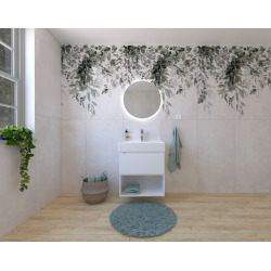 Ensemble de salle de bain avec lavabo comprenant robinet de lavabo, bec et siphon Naturel Stilla blanc brillant (KSETSTILLA012)