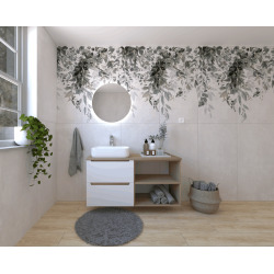 Ensemble de salle de bain avec lavabo comprenant robinet de lavabo, bec et siphon Naturel Stilla blanc brillant (KSETSTILLA014)