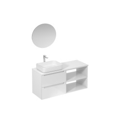 Ensemble de salle de bain avec lavabo comprenant robinet de lavabo, bec et siphon Naturel Stilla blanc brillant (KSETSTILLA016)