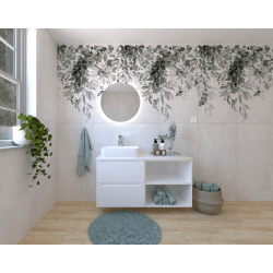 Ensemble de salle de bain avec lavabo comprenant robinet de lavabo, bec et siphon Naturel Stilla blanc brillant (KSETSTILLA016)