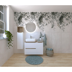 Ensemble de salle de bain avec lavabo comprenant mitigeur de lavabo, bec et siphon Naturel Stilla blanc brillant (KSETSTILLA017)