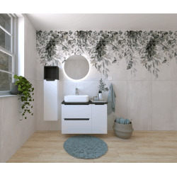 Ensemble de salle de bain avec lavabo comprenant robinet de lavabo, bec et siphon Naturel Stilla blanc brillant (KSETSTILLA018)