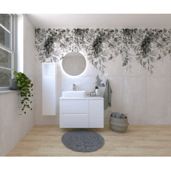 Ensemble de salle de bain avec lavabo comprenant robinet de lavabo, bec et siphon Naturel Stilla blanc brillant (KSETSTILLA019)