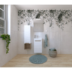 Ensemble de salle de bain avec lavabo comprenant robinet de lavabo, bec et siphon Naturel Stilla blanc brillant (KSETSTILLA020)
