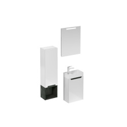 Ensemble de salle de bain avec lavabo comprenant mitigeur de lavabo, bec et siphon Naturel Stilla blanc brillant (KSETSTILLA021)