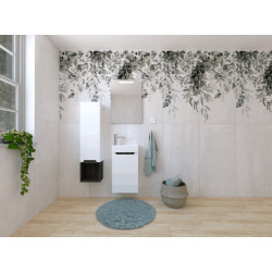 Ensemble de salle de bain avec lavabo comprenant mitigeur de lavabo, bec et siphon Naturel Stilla blanc brillant (KSETSTILLA021)