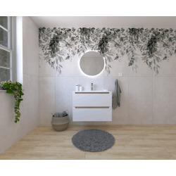 Ensemble de salle de bain avec lavabo comprenant mitigeur de lavabo, bec et siphon Naturel Stilla blanc brillant (KSETSTILLA023)