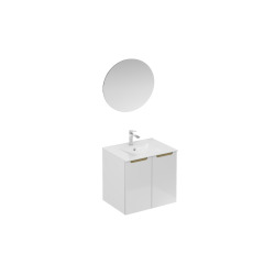 Ensemble de salle de bain avec lavabo comprenant mitigeur de lavabo, bec et siphon Naturel Stilla blanc brillant (KSETSTILLA024)