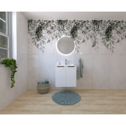 Ensemble de salle de bain avec lavabo comprenant mitigeur de lavabo, bec et siphon Naturel Stilla blanc brillant (KSETSTILLA024)