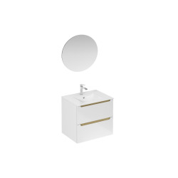 Ensemble de salle de bain avec lavabo comprenant mitigeur de lavabo, bec et siphon Naturel Stilla blanc brillant (KSETSTILLA025)