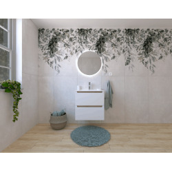 Ensemble de salle de bain avec lavabo comprenant mitigeur de lavabo, bec et siphon Naturel Stilla blanc brillant (KSETSTILLA025)