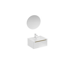 Ensemble de salle de bain avec lavabo comprenant robinet de lavabo, bec et siphon Naturel Stilla blanc brillant (KSETSTILLA026)