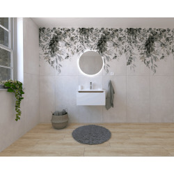 Ensemble de salle de bain avec lavabo comprenant robinet de lavabo, bec et siphon Naturel Stilla blanc brillant (KSETSTILLA026)