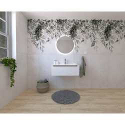 Ensemble de salle de bain avec lavabo comprenant mitigeur de lavabo, bec et siphon Naturel Stilla blanc brillant (KSETSTILLA027)