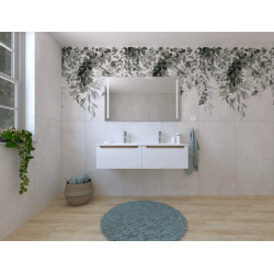 Ensemble de salle de bain avec lavabo comprenant mitigeur de lavabo, bec et siphon Naturel Stilla blanc brillant (KSETSTILLA028)