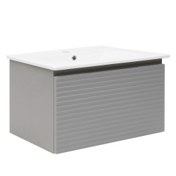 Meuble et vasque salle de bain strié Savona 98x43x44,8 cm gris mat (SAVONA100GM)