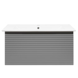 Meuble et vasque salle de bain strié Savona 98x43x44,8 cm gris mat (SAVONA100GM)