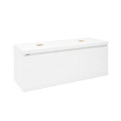 Meuble sous lavabo strié pour salle de bain Naturel Savona 118x43x44,8 cm blanc brillant (SAVONA120BID)
