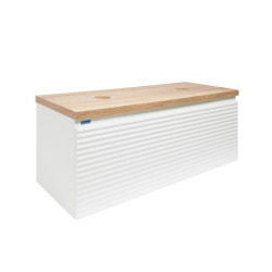 Meuble vasque strié Savona 118x43x44,8 cm blanc brillant, planche de chêne halifax (SAVONA120BIDDH)