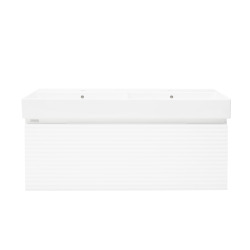 Meuble et lavabo salle de bain strié Naturel Savona 118x43x44,8 cm blanc brillant (SAVONA120BIU2)