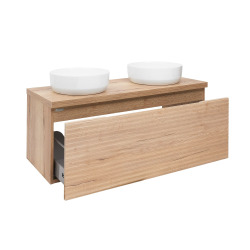 Meuble sous lavabo strié pour salle de bain Naturel Savona 118x43x44,8 cm chêne halifax mat (SAVONA120DHD)