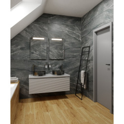 Meuble sous lavabo strié pour salle de bain Naturel Savona 118x43x44,8 cm gris mat (SAVONA120GMD)