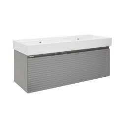 Meuble et vasque salle de bain strié Naturel Savona 118x43x44,8 cm gris mat (SAVONA120GMU2)