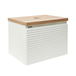 Meuble de salle de bain sous lavabo Naturel Savona 118x43x44,8 cm blanc brillant, planche de chêne halifax (SAVONA60BIDDH)