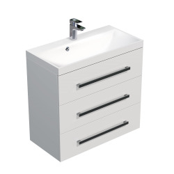 Meuble de salle de bain avec lavabo Naturel Cube Way 80x76,5x40 cm blanc brillant (CUBE2803BL)