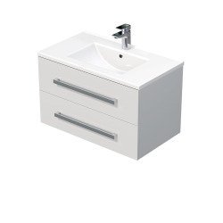 Meuble de salle de bain avec vasque Naturel Cube Way 80x53x46 cm blanc brillant (CUBE46802BIMOD)