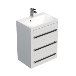 Meuble de salle de bain avec lavabo Naturel Cube Way 60x76,5x40 cm blanc brillant (CUBE2603BL)