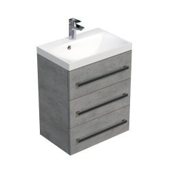 Meuble de salle de bain avec lavabo Naturel Cube Way 60x76,5x40 cm, couleur béton (CUBE2603BE)