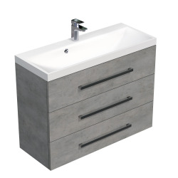 Meuble de salle de bain avec vasque Naturel Cube Way 100x76,5x40 cm béton (CUBE21003BE)
