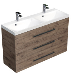 Meuble de salle de bain avec double vasque Naturel Cube Way 120x76,5x40 cm chêne Wellington (CUBE21203DW)