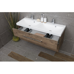 Meuble de salle de bain avec double vasque Naturel Cube Way 120x40 cm chêne Wellington (CUBE2120ZDW)