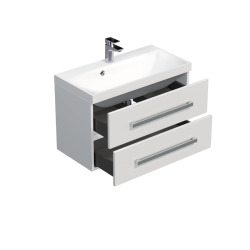 Meuble de salle de bain avec lavabo Naturel Cube Way 80x40 cm blanc brillant (CUBE280ZBL)