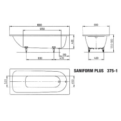 Baignoire rectangulaire Saniform Plus 170x75 cm acier émaillé, blanc alpin (112600010001)