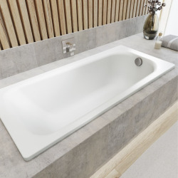 Saniform Plus Baignoire rectangulaire avec pieds 170x70 cm acier émaillé + , Blanc alpin (111800010001-SET)