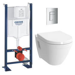 Grohe Pack WC Bâti Rapid SL Autoportant + Cuvette Vitra S50 + Abattant soft close + Plaque chrome (ProjectS50softclose-1-SP)